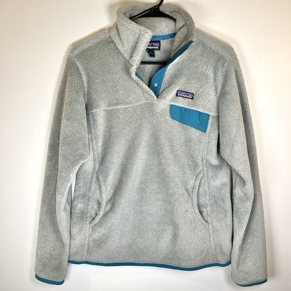 Patagonia Womens Re-Tool Snap-T Pullover Gray and Teal Size M Gorpcore Outdoors